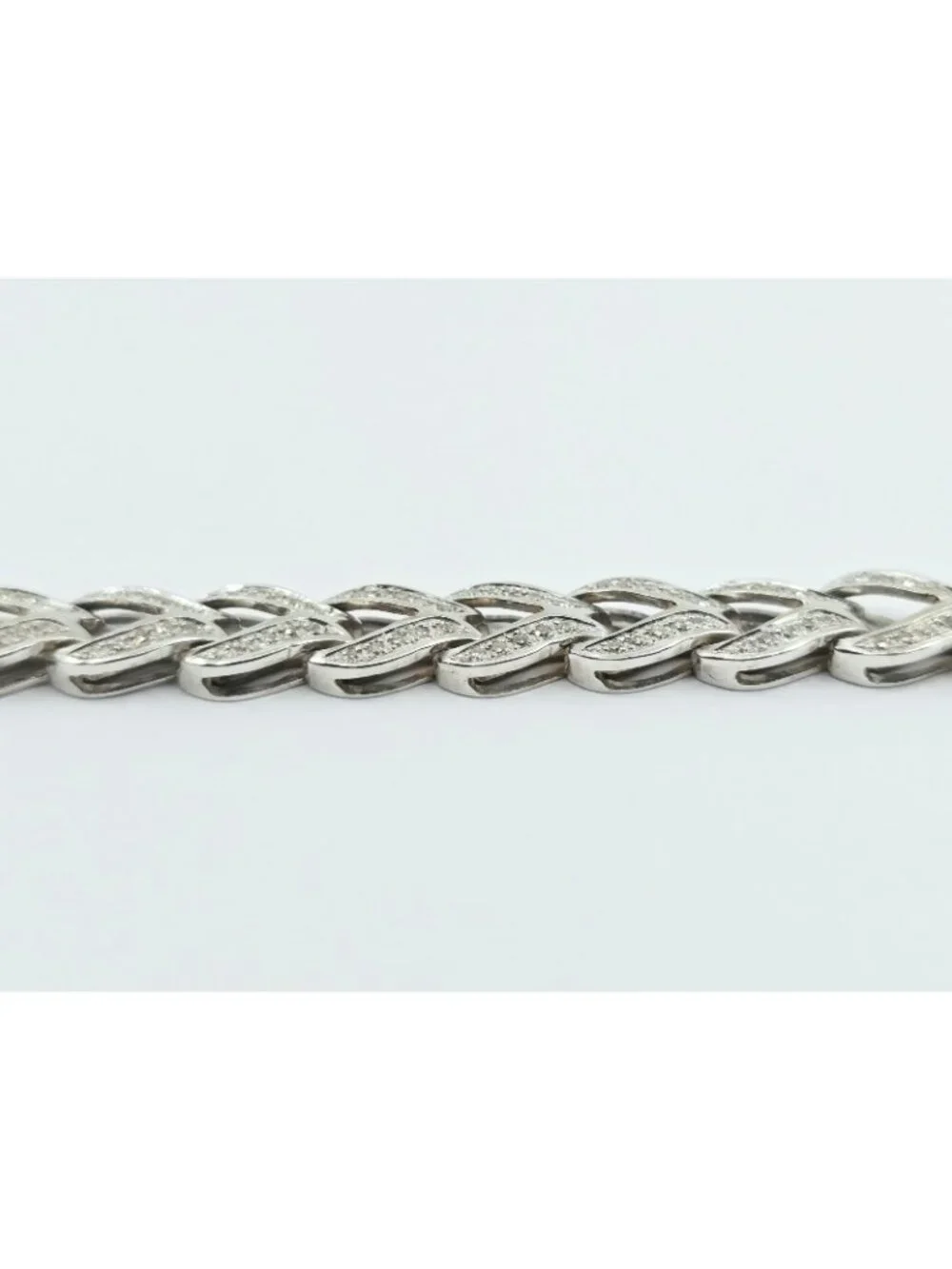Exquisite 14K Solid White Gold Designer Diamond Tennis Link Bracelet - 6.75